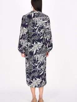 Usha Damen Kleid in marine - Länge: mittel