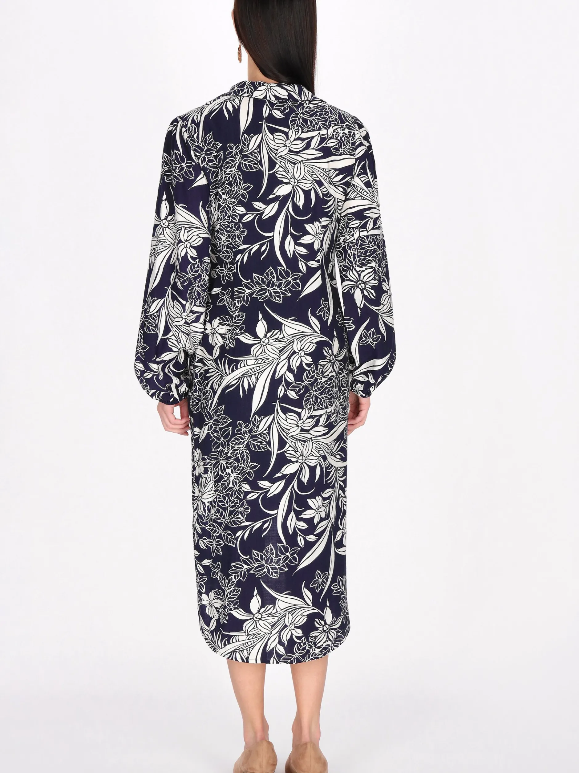 Usha Damen Kleid in marine - Länge: mittel