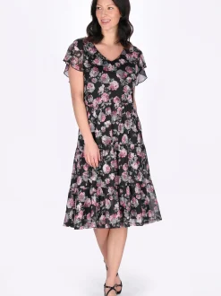 Usha Damen Kleid in mehrfarbig - Länge: mittel