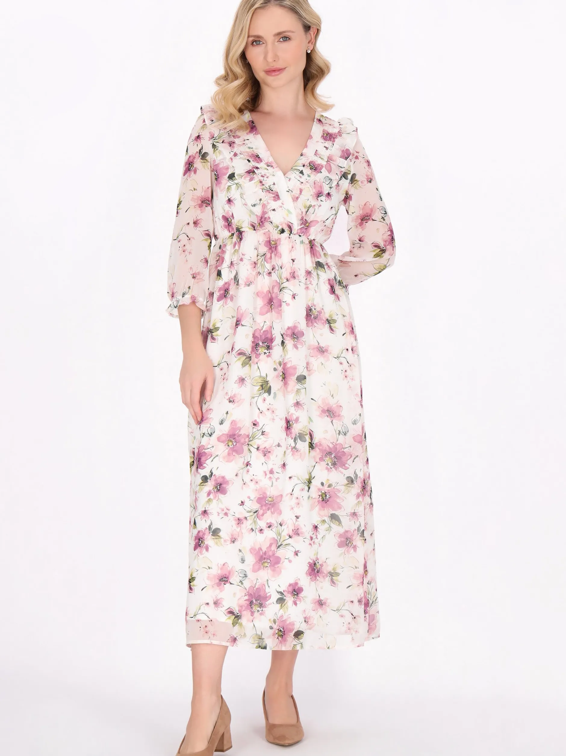 Usha Damen Kleid in mehrfarbig - Länge: mittel