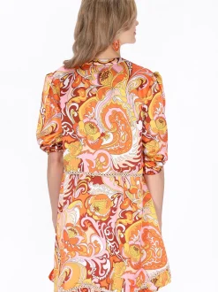 Usha Damen Kleid in orange - Länge: mittel