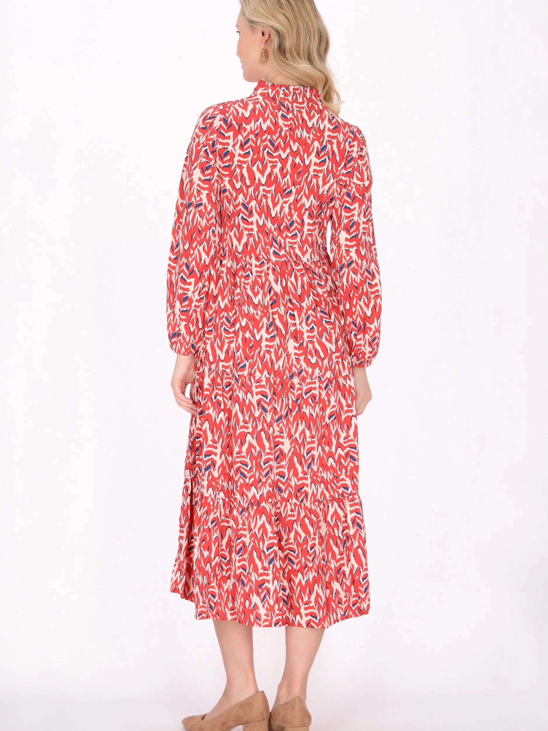 Usha Damen Kleid in orange - Länge: mittel