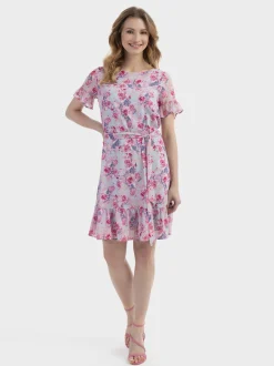 Usha Damen Kleid in pink - Ausschnitt: Rundhals