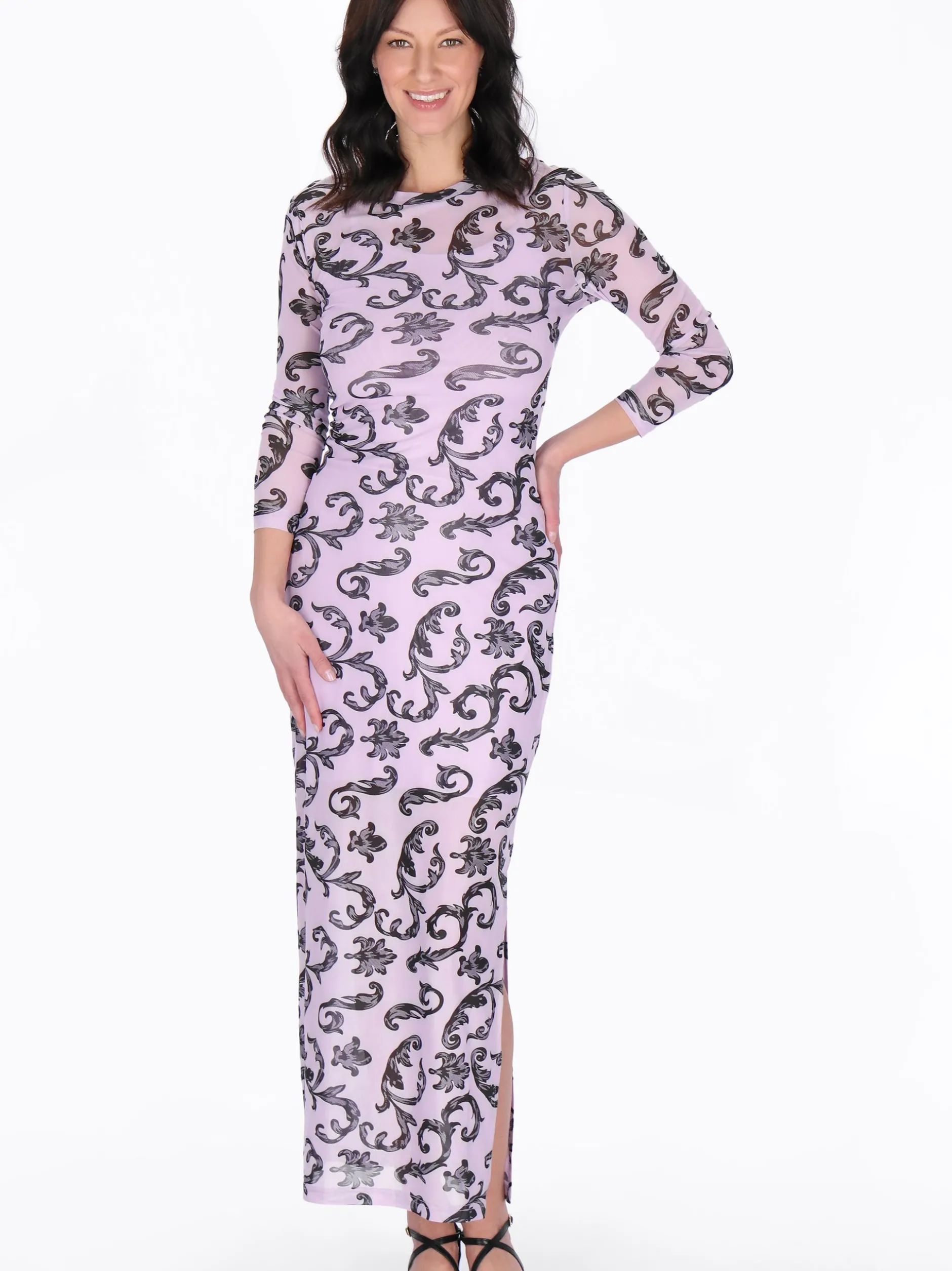 Usha Damen Kleid in rosa - Ausschnitt: Rundhals