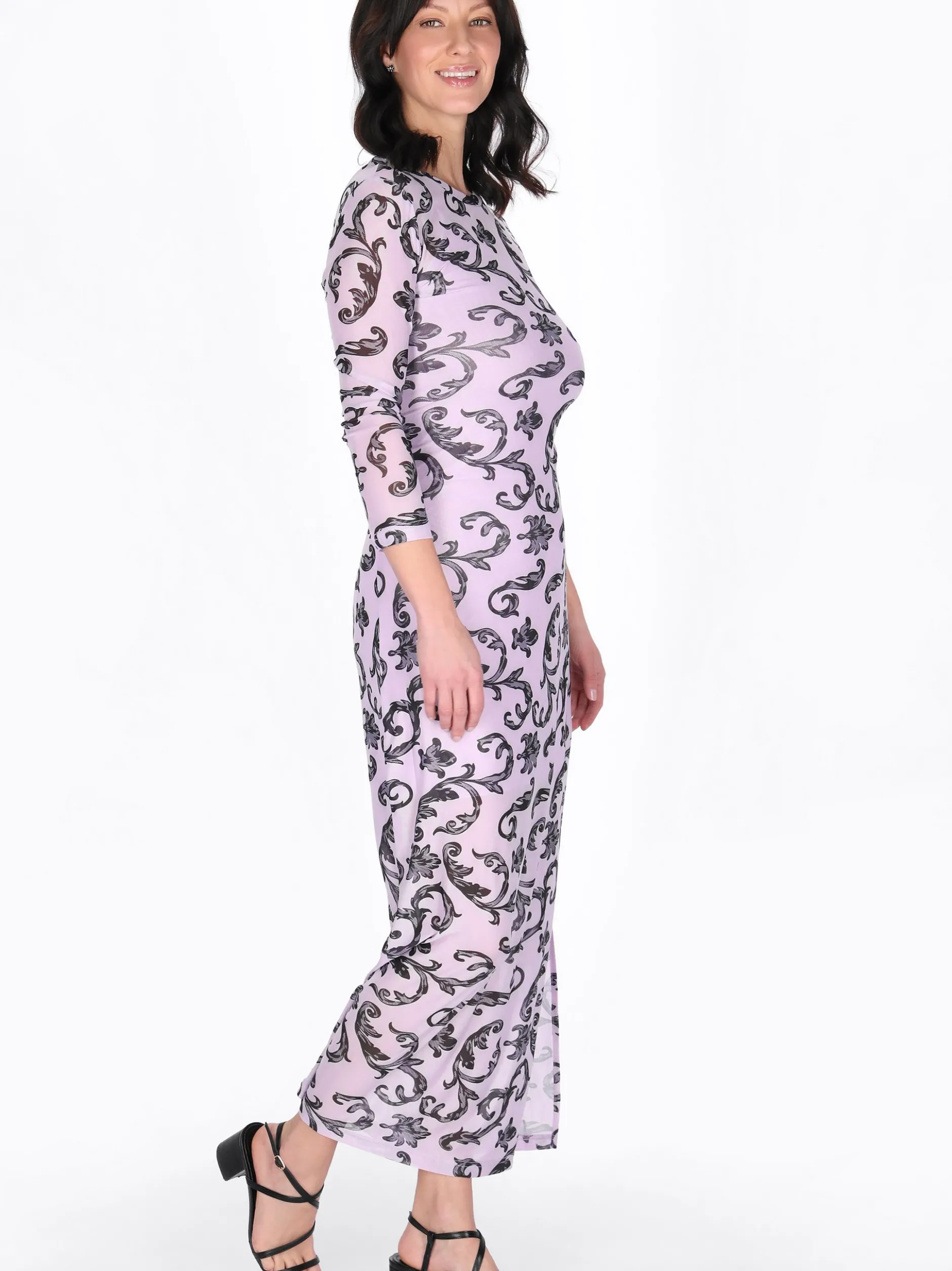 Usha Damen Kleid in rosa - Ausschnitt: Rundhals