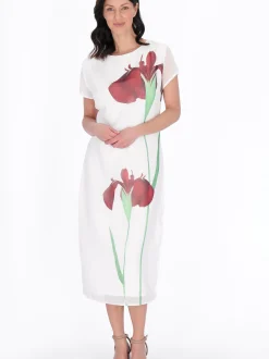 Usha Damen Kleid in rosa - Ausschnitt: Rundhals