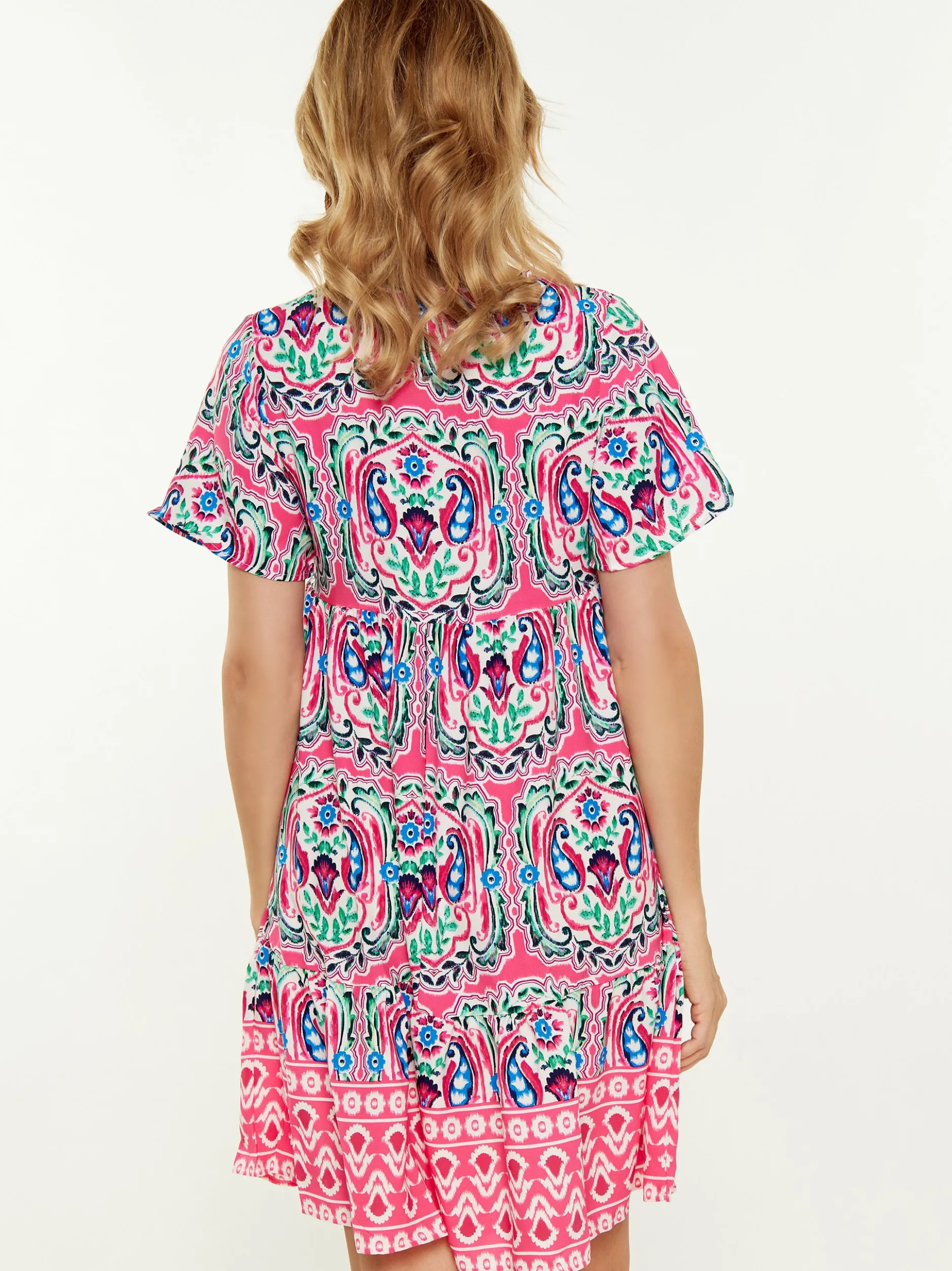 Usha Damen Kleid in rosa - Länge: mittel