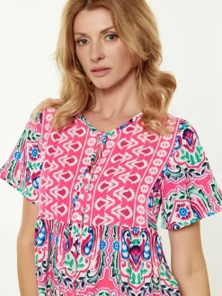 Usha Damen Kleid in rosa - Länge: mittel