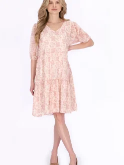 Usha Damen Kleid in rosa - Länge: mittel