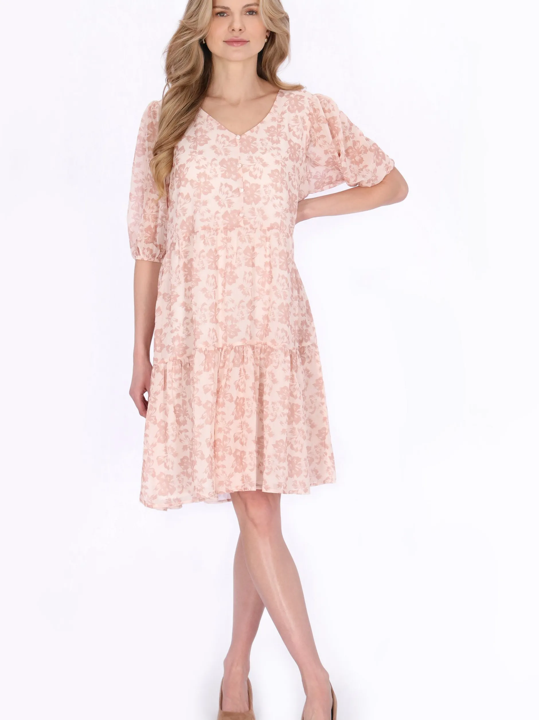 Usha Damen Kleid in rosa - Länge: mittel