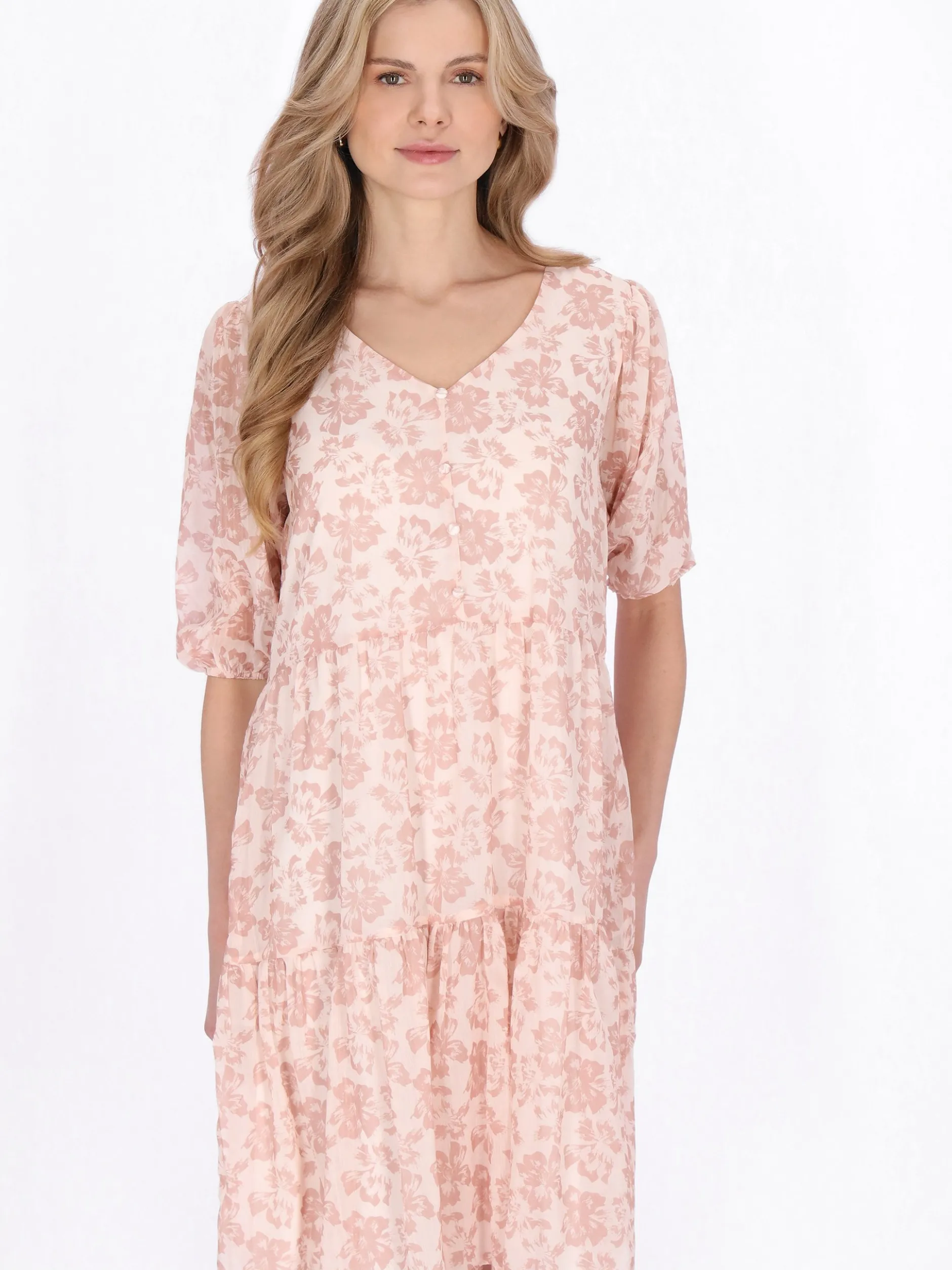 Usha Damen Kleid in rosa - Länge: mittel