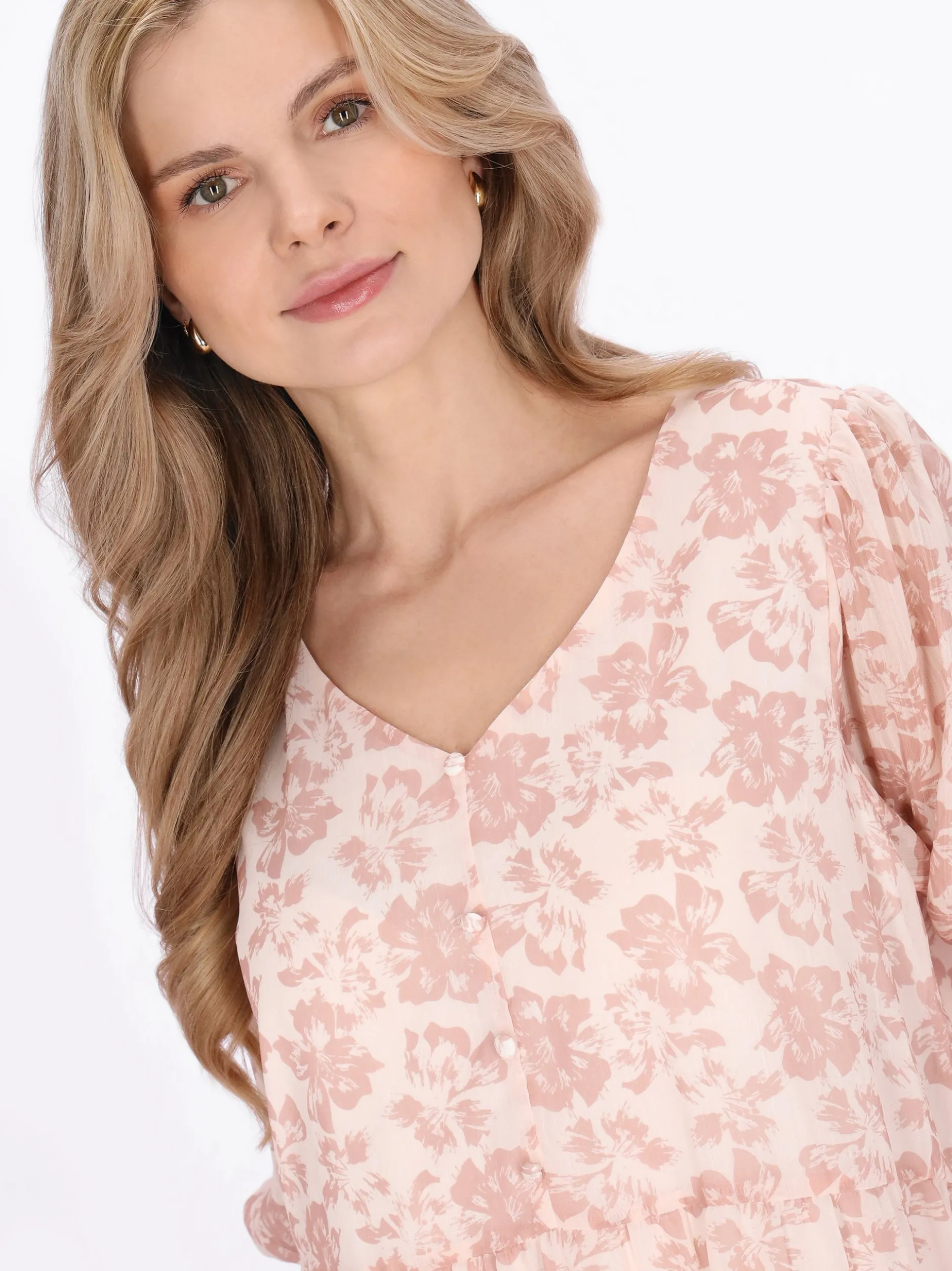 Usha Damen Kleid in rosa - Länge: mittel