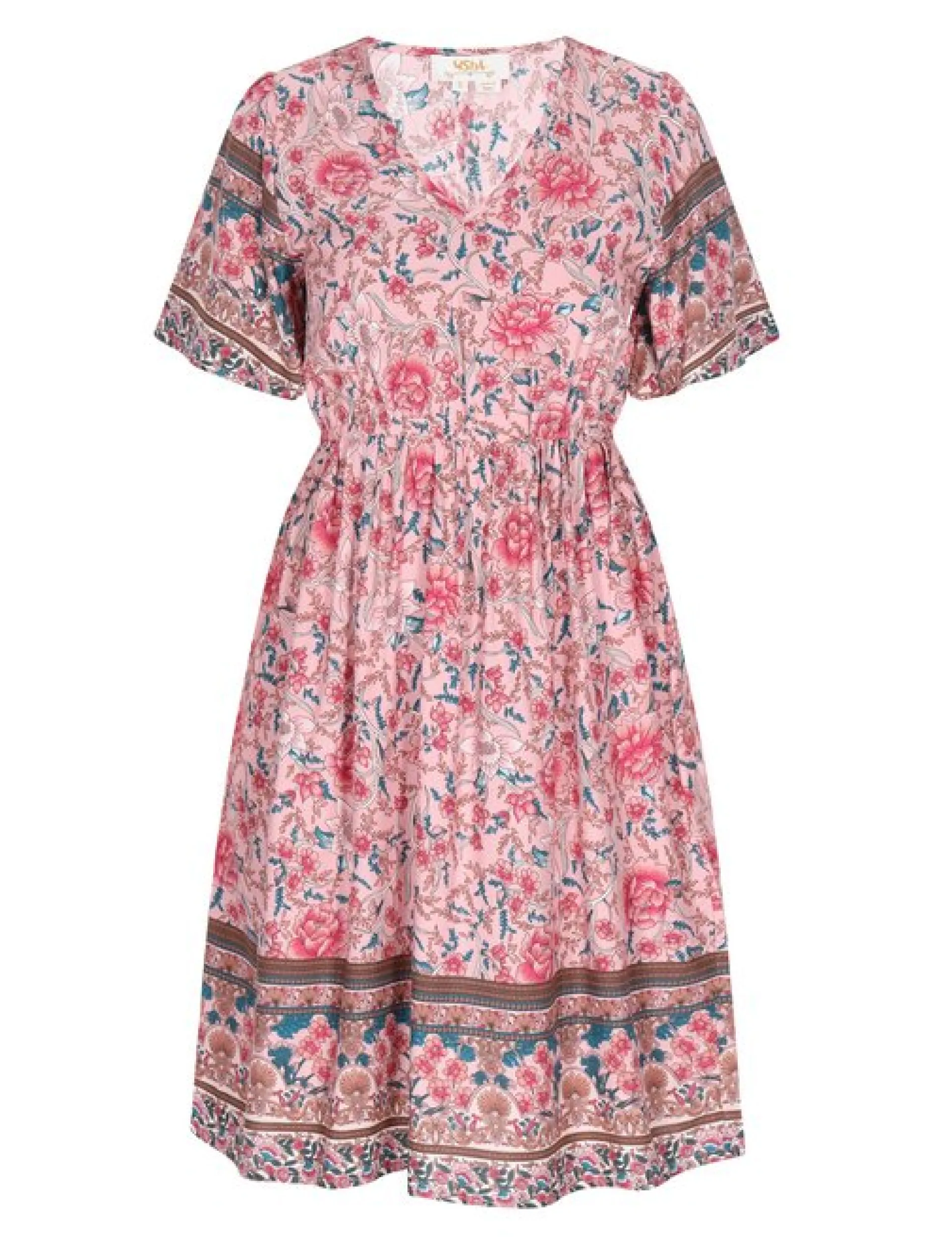 Usha Damen Kleid in rosa - Länge: mittel