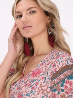 Usha Damen Kleid in rosa - Länge: mittel