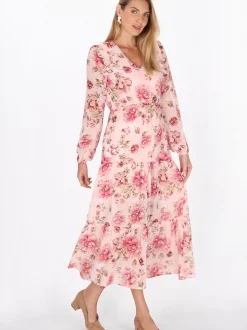 Usha Damen Kleid in rosa - Länge: mittel