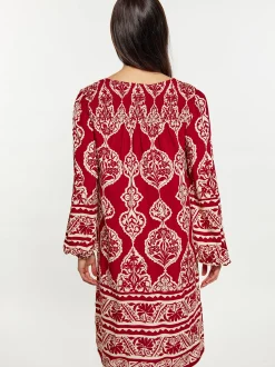 Usha Damen Kleid in rot - Ausschnitt: V-Ausschnitt
