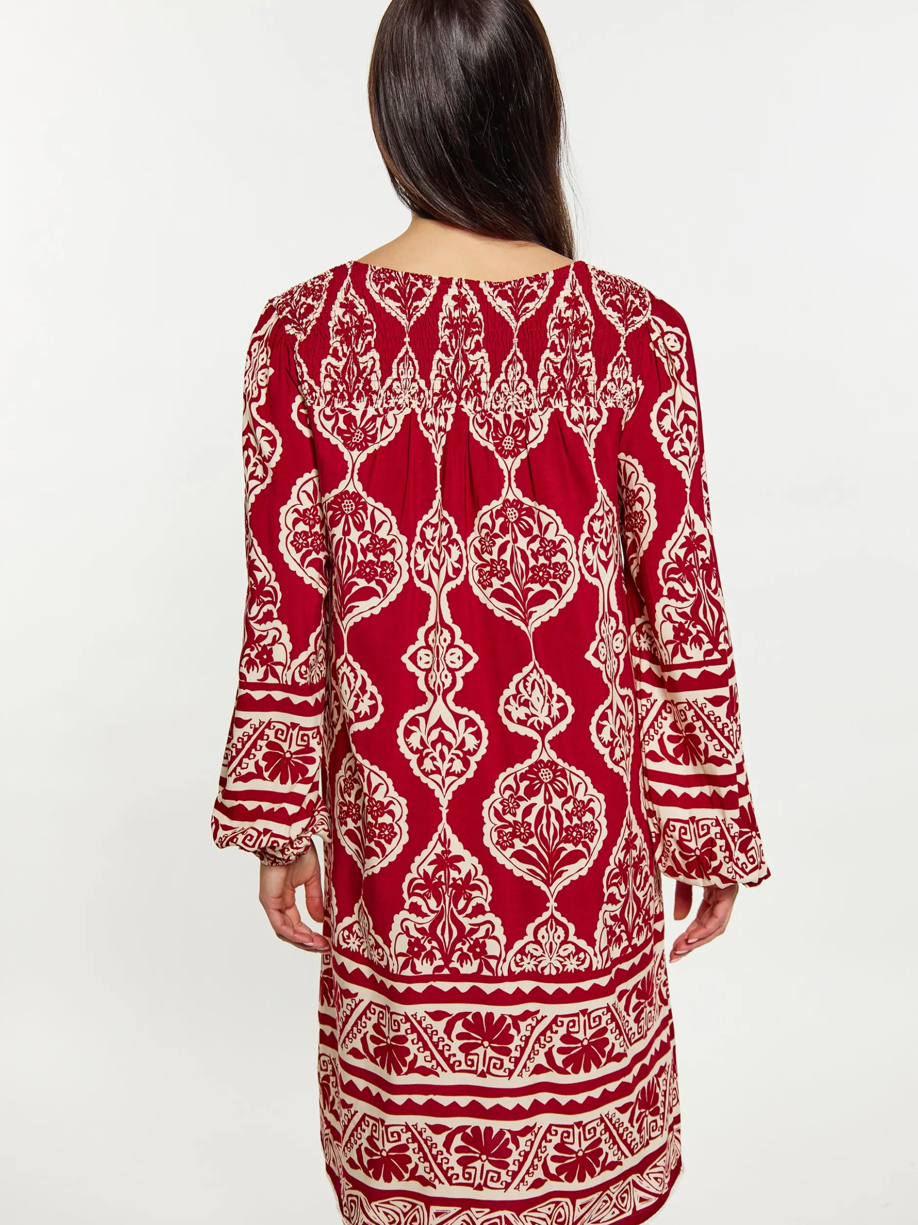 Usha Damen Kleid in rot - Ausschnitt: V-Ausschnitt