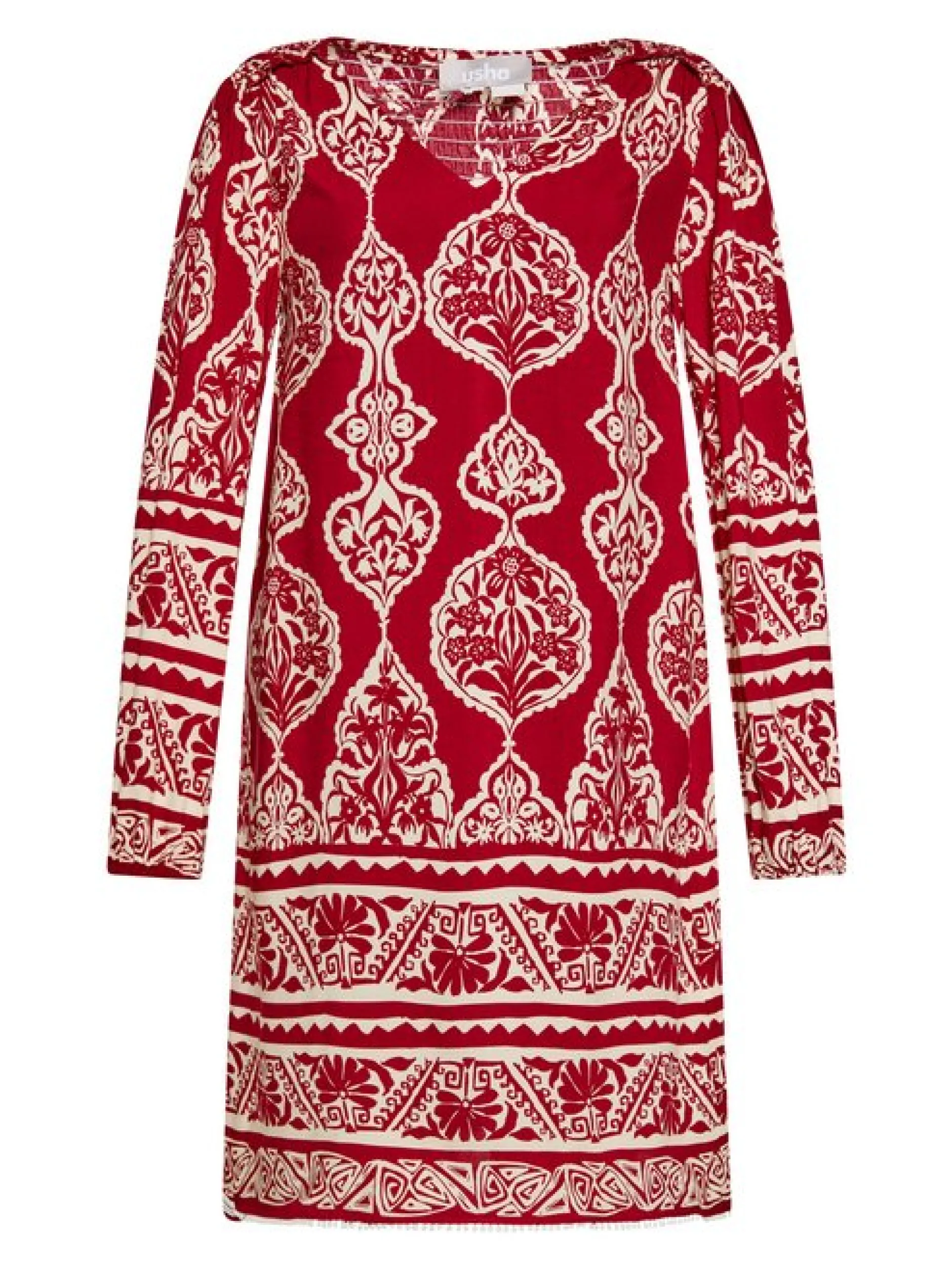 Usha Damen Kleid in rot - Ausschnitt: V-Ausschnitt