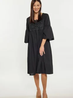 Usha Damen Kleid in schwarz - Ausschnitt: ohne Kragen