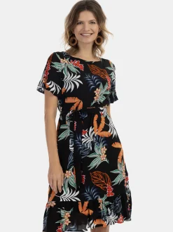 Usha Damen Kleid in schwarz - Ausschnitt: Rundhals