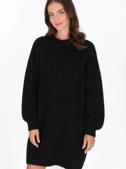 Usha Damen Kleid in schwarz - Ausschnitt: Rundhals