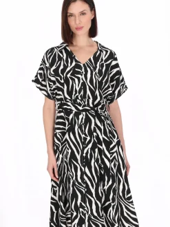 Usha Damen Kleid in schwarz - Länge: mittel