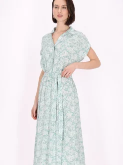 Usha Damen Kleid in türkis - Länge: mittel