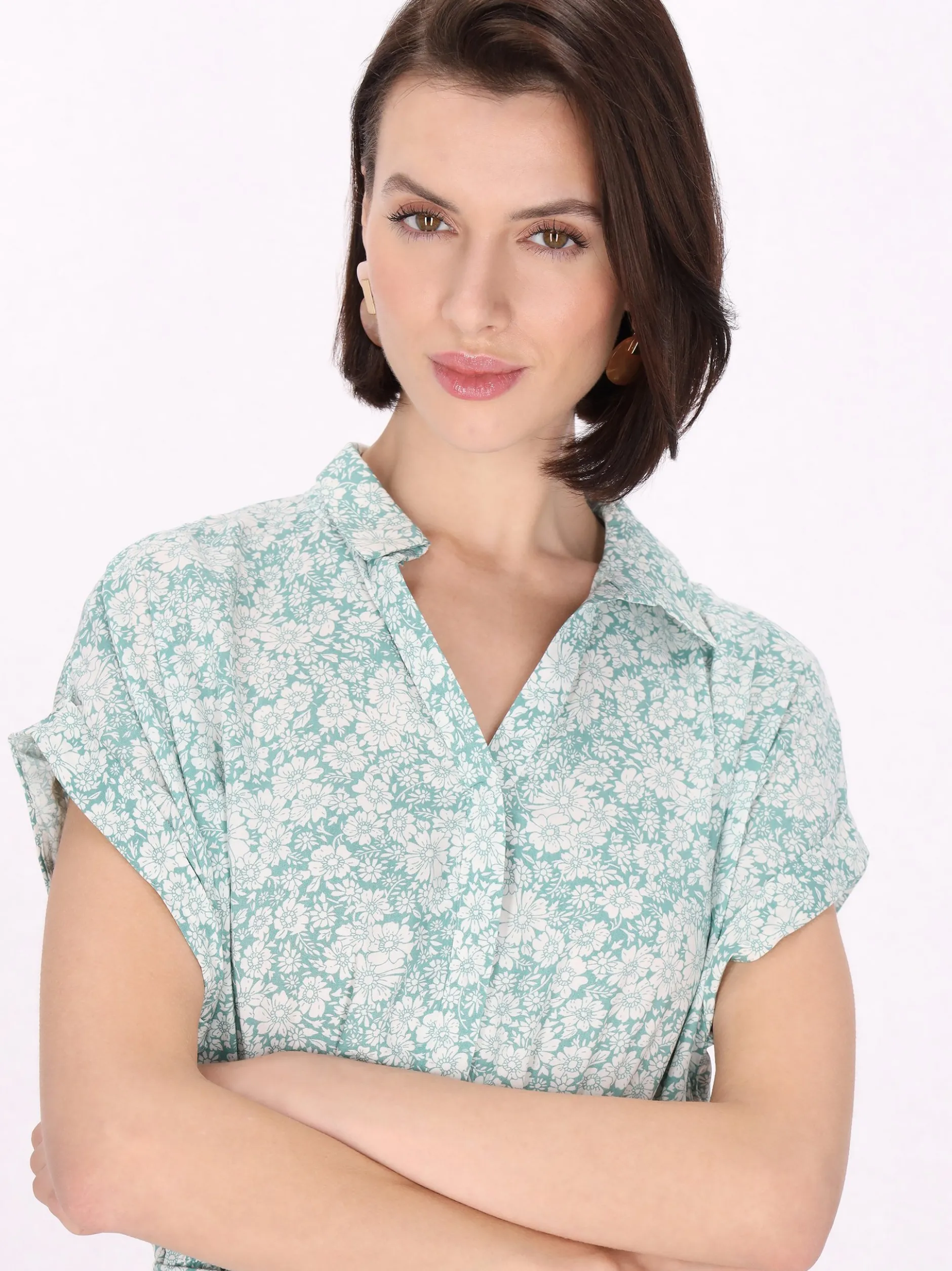 Usha Damen Kleid in türkis - Länge: mittel
