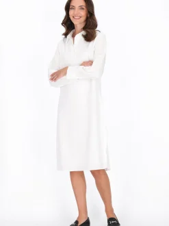 Usha Damen Kleid in weiß - Länge: mittel