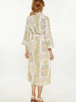 Usha Damen Kleid in weiß - Länge: mittel