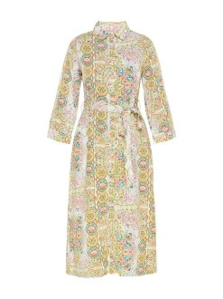Usha Damen Kleid in weiß - Länge: mittel