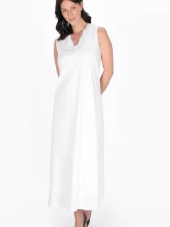 Usha Damen Kleid in weiß - Länge: mittel
