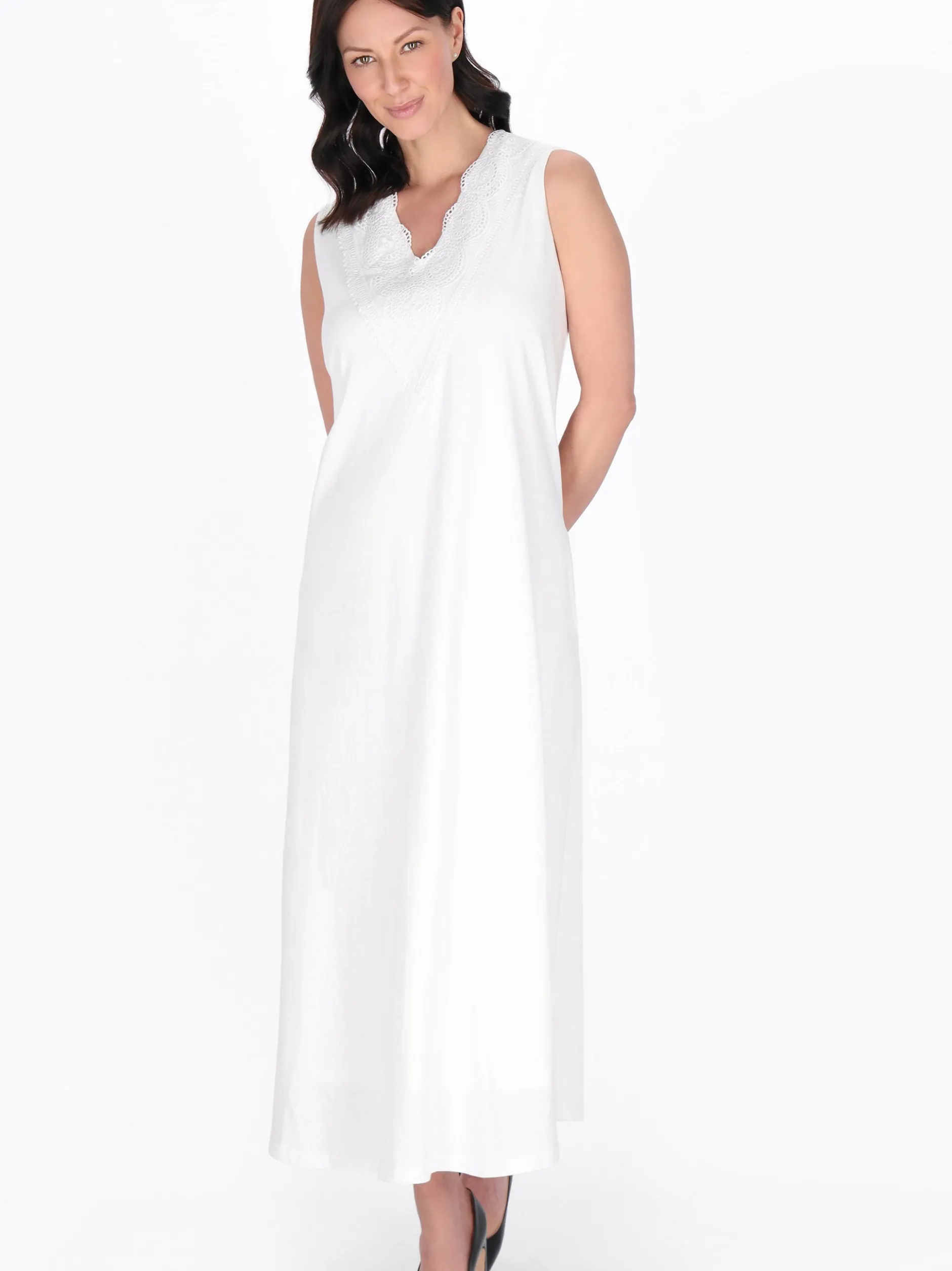 Usha Damen Kleid in weiß - Länge: mittel