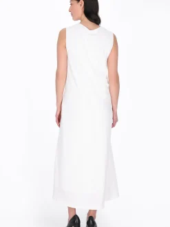 Usha Damen Kleid in weiß - Länge: mittel
