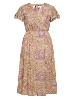 Usha Damen Kleid mit Paisley-Print in flieder