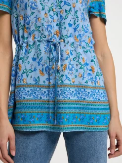 Usha Damen kurzarmbluse in hellblau