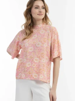 Usha Damen kurzarmbluse in rosa - Ausschnitt: Envelope