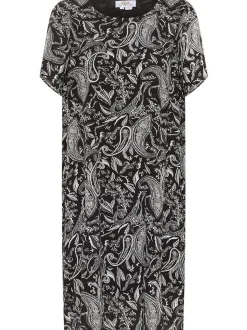 Usha Damen Kurzarmkleid in schwarz - Länge: mittel