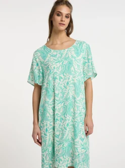 Usha Damen Kurzarmkleid in türkis - Ausschnitt: Rundhals