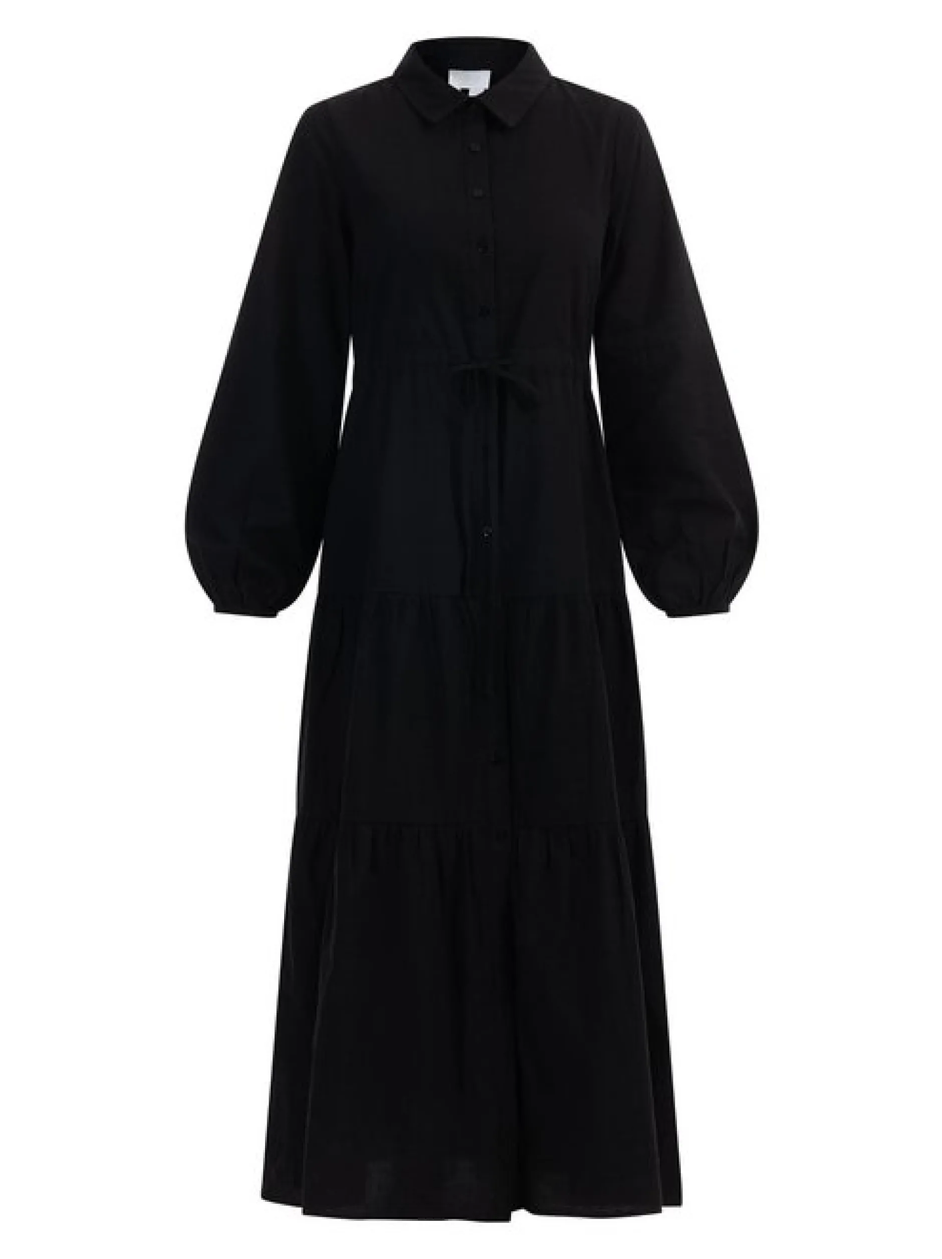 Usha Damen Maxikleid aus Baumwolle in schwarz