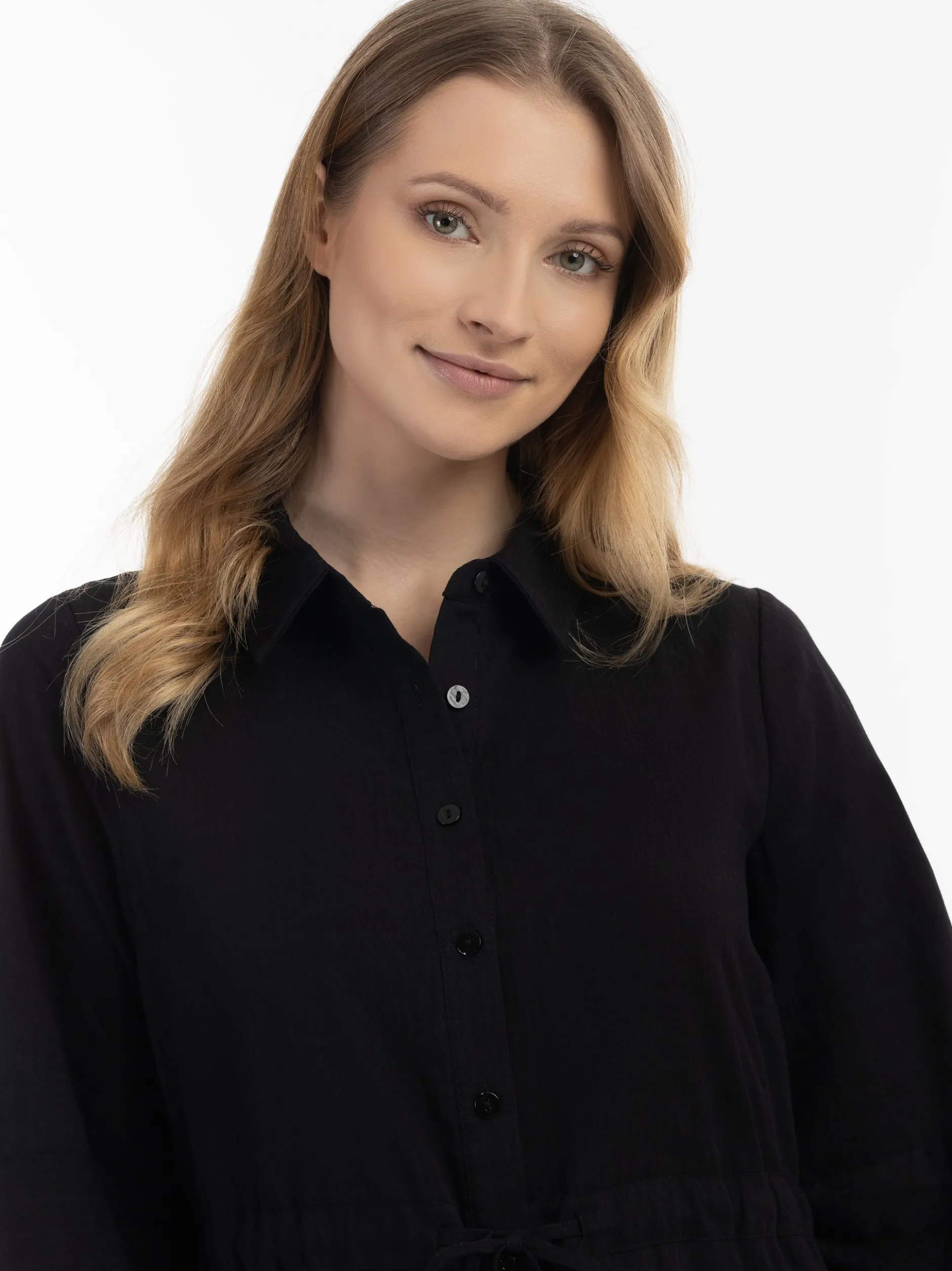 Usha Damen Maxikleid aus Baumwolle in schwarz