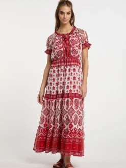 Usha Damen Maxikleid mit Allover-Print in mehrfarbig