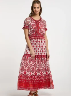 Usha Damen Maxikleid mit Allover-Print in mehrfarbig