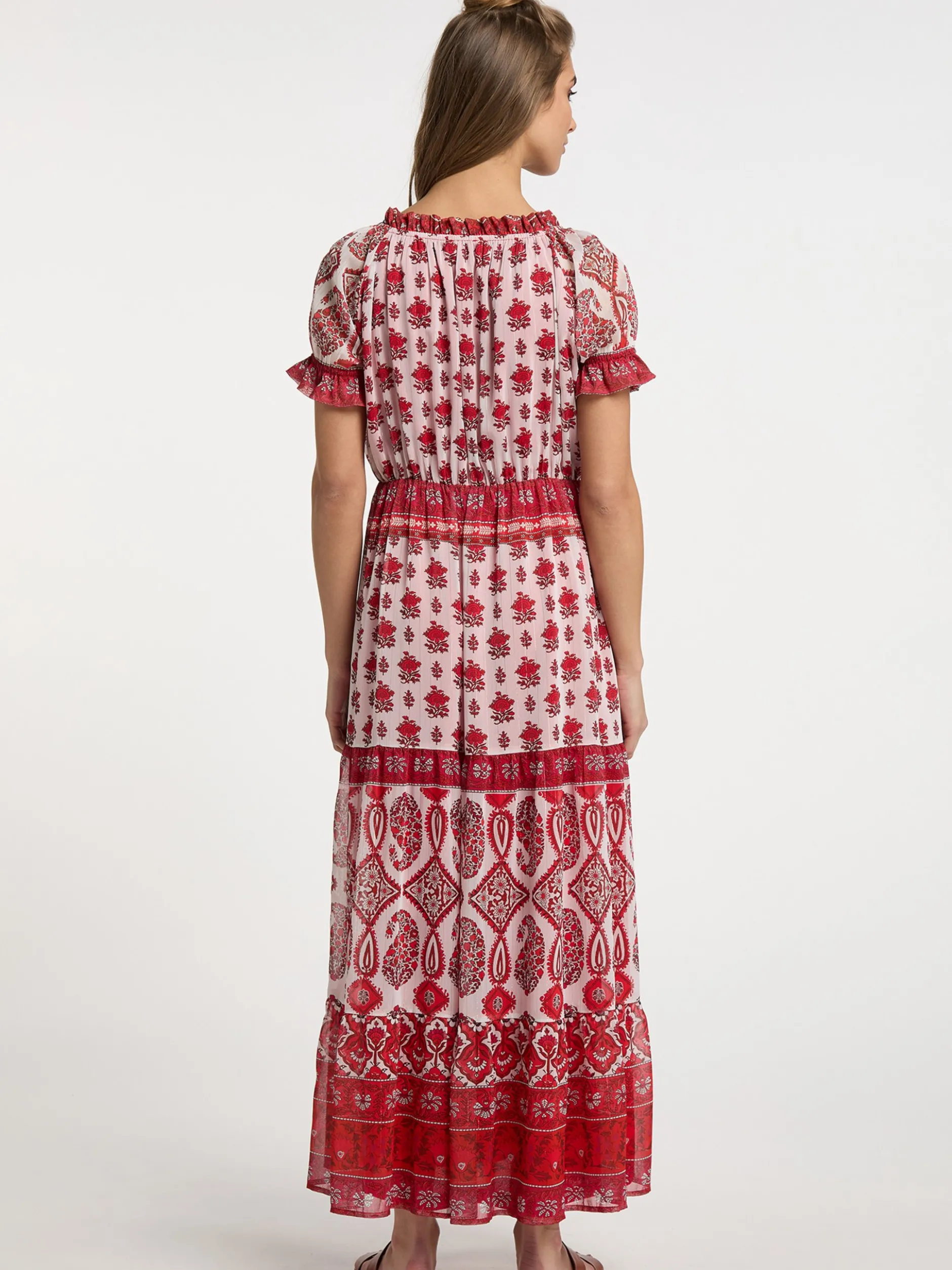 Usha Damen Maxikleid mit Allover-Print in mehrfarbig