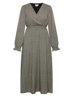 Usha Damen Maxikleid mit Allover-Print in schwarz