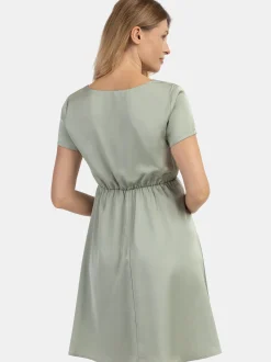 Usha Damen Midikleid in oliv - Ausschnitt: V-Ausschnitt