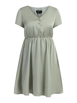 Usha Damen Midikleid in oliv - Ausschnitt: V-Ausschnitt