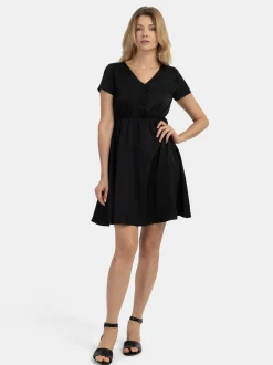 Usha Damen Midikleid in schwarz - Länge: mittel