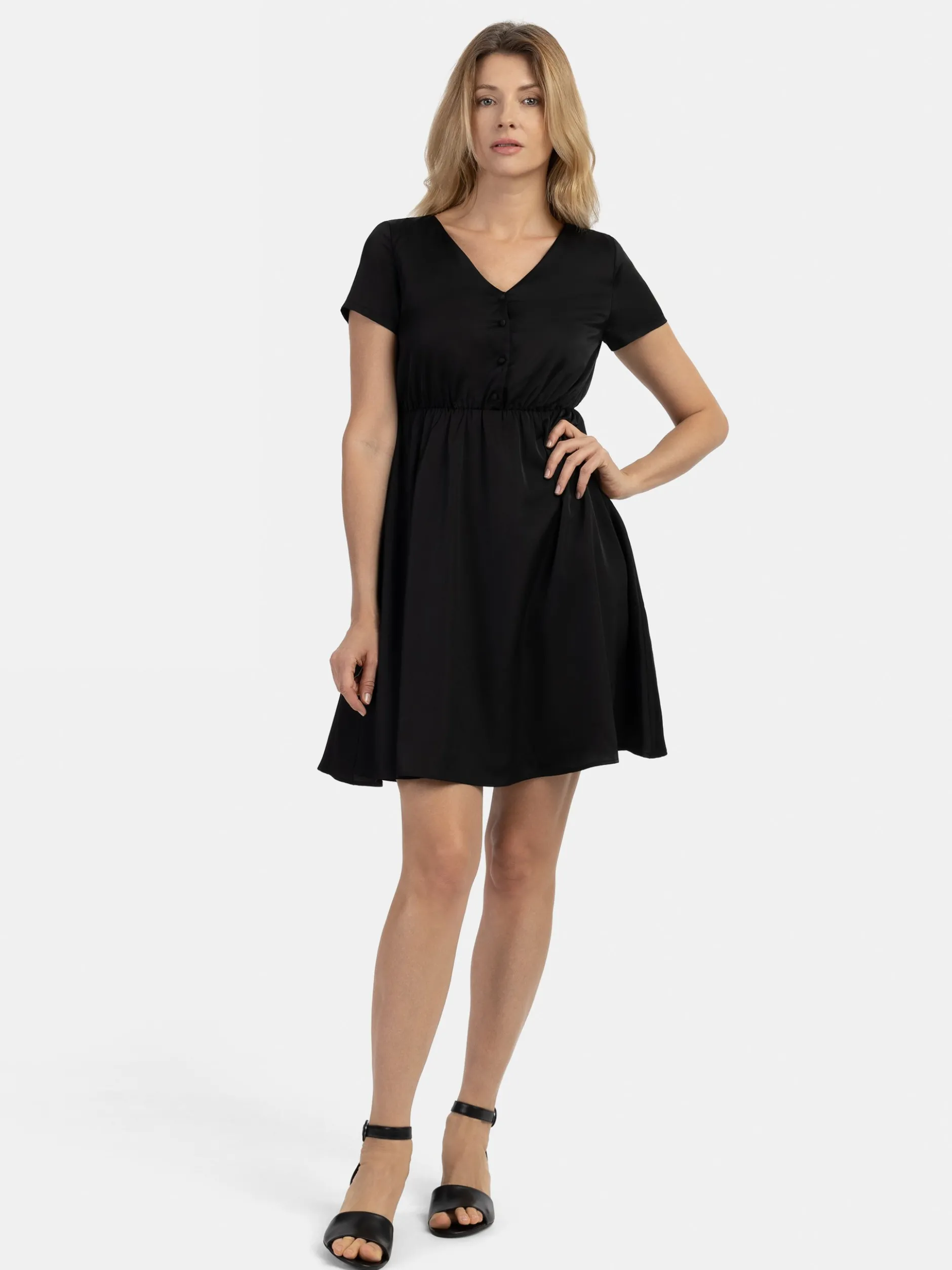 Usha Damen Midikleid in schwarz - Länge: mittel