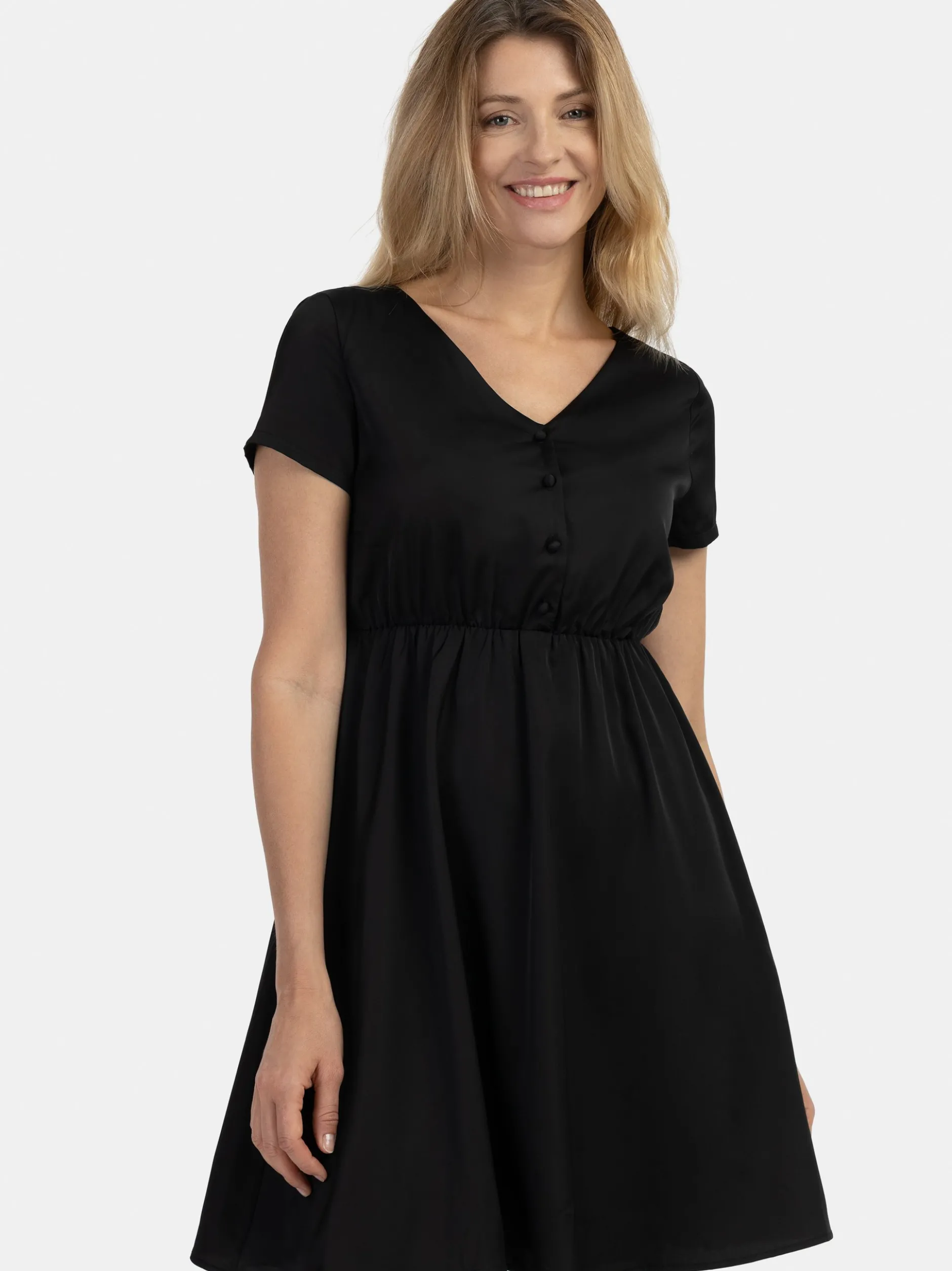 Usha Damen Midikleid in schwarz - Länge: mittel